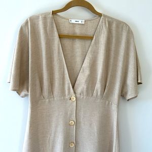 Mango beige linen dress in size Small